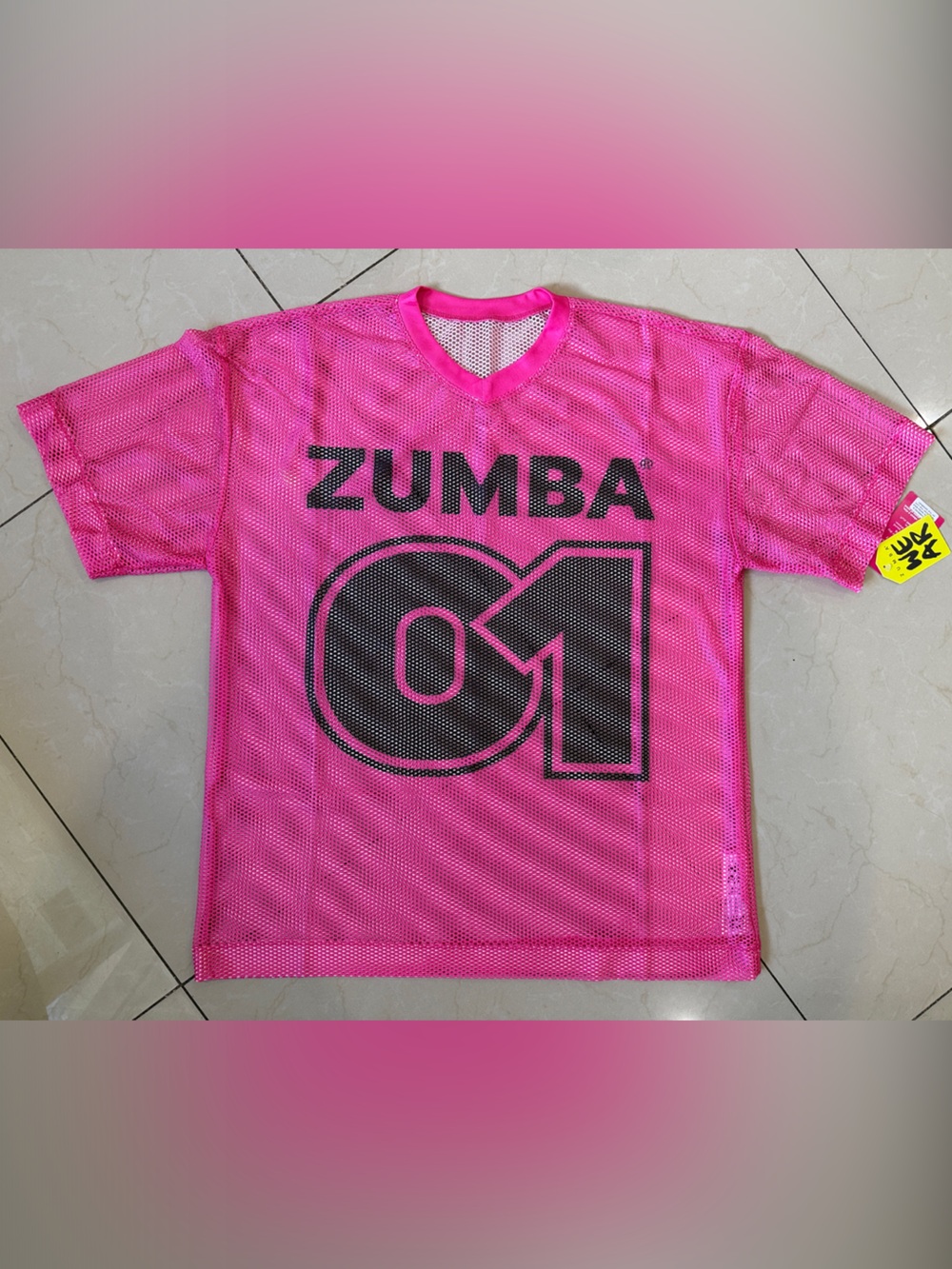 Zumba Wear Ultrabright Oversized Mesh V-Neck Top - Size Small